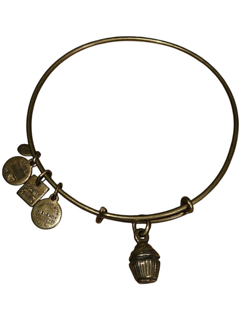 Alex & Ani Gold Cupcake Charm Bangle Bracelet